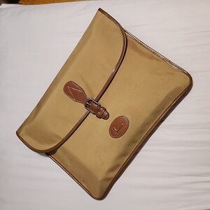 Lancel cloth leather clutch.
